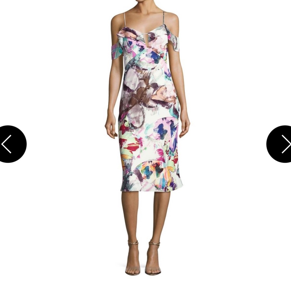 Black Halo Lola Cold-Shoulder Abstract Sheath Dress, Butterfly Garden